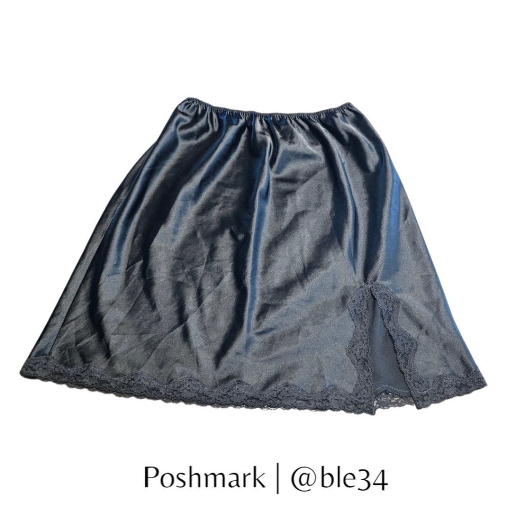 Vintage Victoria's Secret Black Mini Slip Lace Skirt